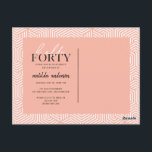 Postal Script y geométrico 40 cumpleaños<br><div class="desc">Guión moderno y invitación geométrica de cuarenta años. Patrón de fondo geométrico moderno. Parte de una colección. Se puede cambiar el color.</div>