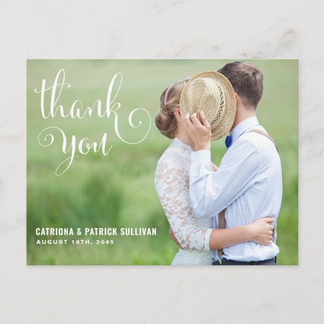 POSTAL SCRIPTO BLANCO | BODA GRACIAS POSTCARD (Anverso)