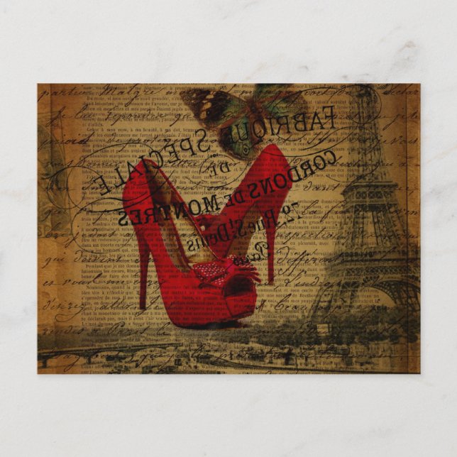 Postal scripts paris eiffel tower stilettos moda onista (Anverso)