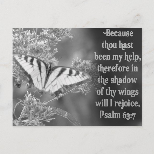 POSTAL SCRIPTURE PSALM 63:7 W/ MARIPOSAS (Anverso)