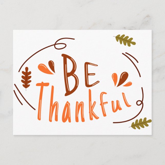 Postal Sé agradecido y feliz Día de Acción de Gracias (Anverso)