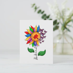 Postal Sé amable con el girasol - Conciencia sobre el aut