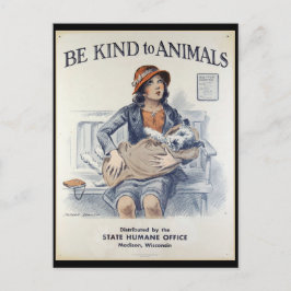 Postal Sé amable con los animales - Póster vintage