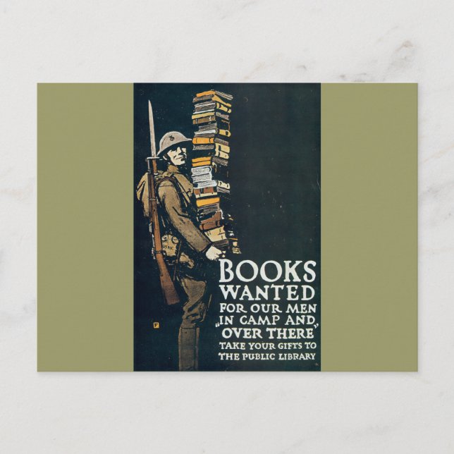 Postal Se buscan libros para nuestros hombres (Anverso)