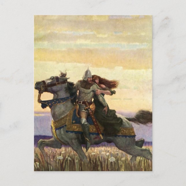Postal "Se fue con la reina" de NC Wyeth (Anverso)