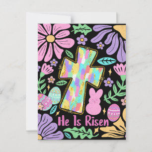 Postal Se ha levantado feliz Pascua Cristiana Jesús Dios