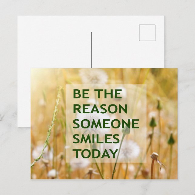 Postal Sé la razón por la que alguien sonríe hoy (Anverso / Reverso)