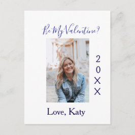 Postal Sé mi amor de San Valentín nombre púrpura año foto