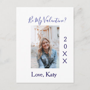 Postal Sé mi amor de San Valentín nombre púrpura año foto