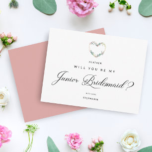 Postal Sé mi propuesta de Corazón Rosa Floral de la dama
