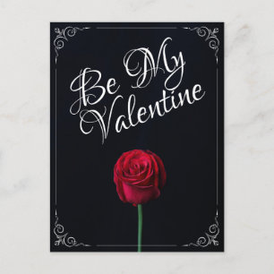 Postal Sé Mi San Valentín - Rosa Roja Oscura