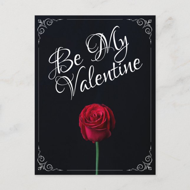 Postal Sé Mi San Valentín - Rosa Roja Oscura (Anverso)