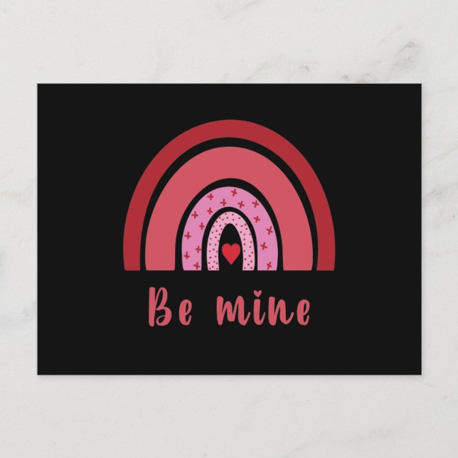 Postal Sé Mía Corazón de Arcoíris Día de San Valentín Te  (Anverso)