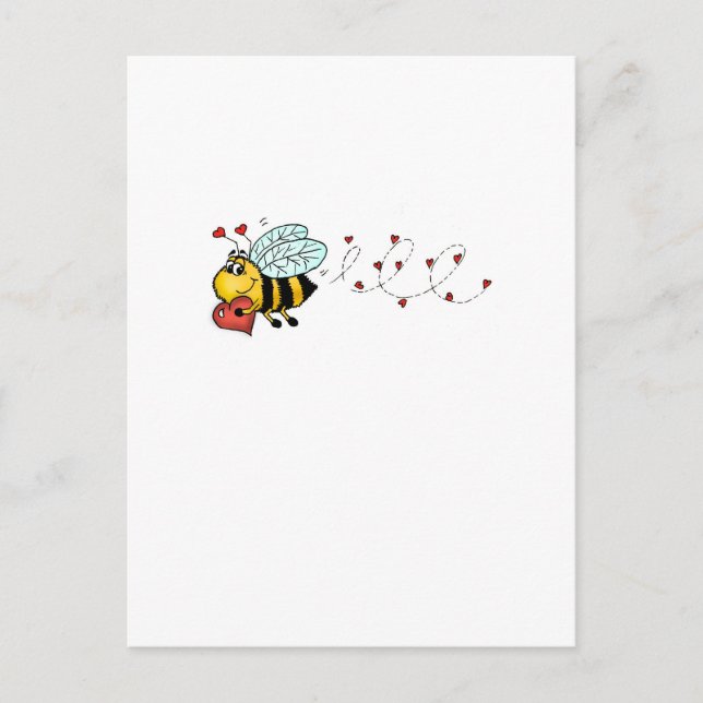 Postal Sé mío - Abeja linda con el corazón (Anverso)
