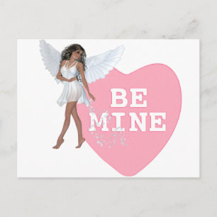 Postal Sé Mío Caramelo de Corazón Diseño de Ángel de Cabe