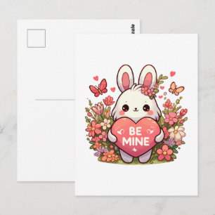 Postal sé mío, conejo divertido del día de San Valentín