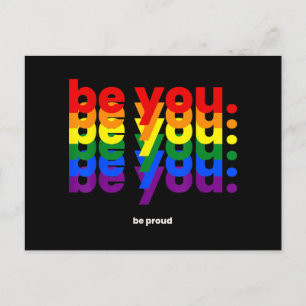 Postal Sé tú, sé orgulloso Arcoíris Orgullo LGBTQ Lesbian
