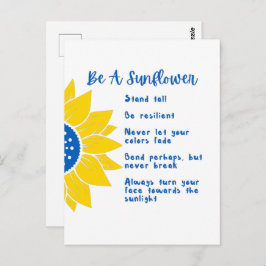 Postal Sé una palabra de girasol arte colores de Ucrania