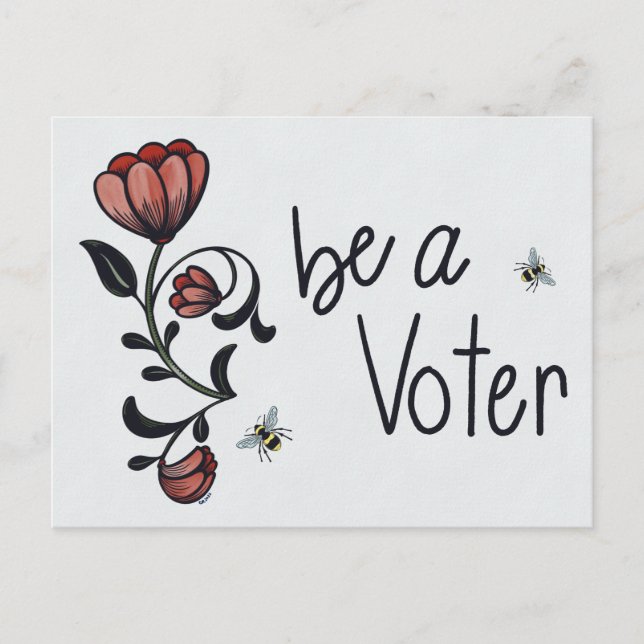 Postal Sé una votante floral con abejas (Anverso)