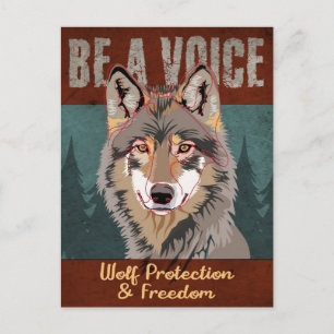 Postal Sé una voz - Protección de lobos y libertad
