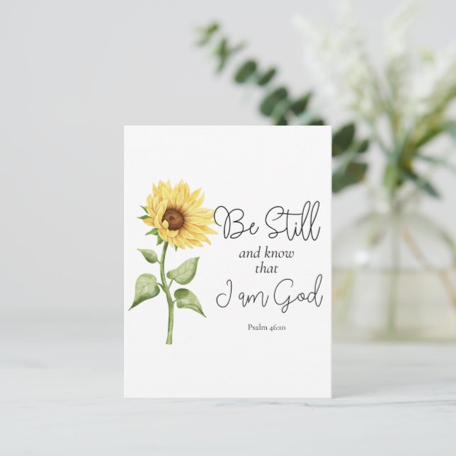 Postal Sé y sé que soy Dios Girasol (Anverso de pie)