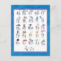 Sea Life Ocean Animals Alphabet Watercolor