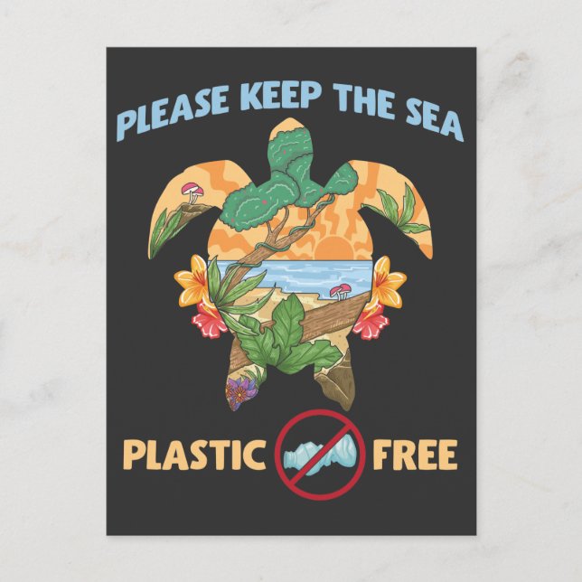 Postal Sea Plastic Free Save Sea Animals Ocean Turtle (Anverso)