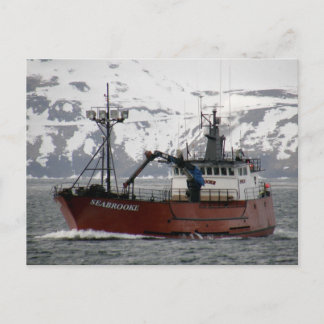 Postal Seabrooke, barco de cangrejo en puerto holandés, A