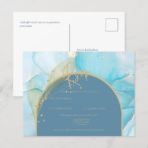 Seaglass INK Verde azulada Aqua Blue Gold Wedding 
