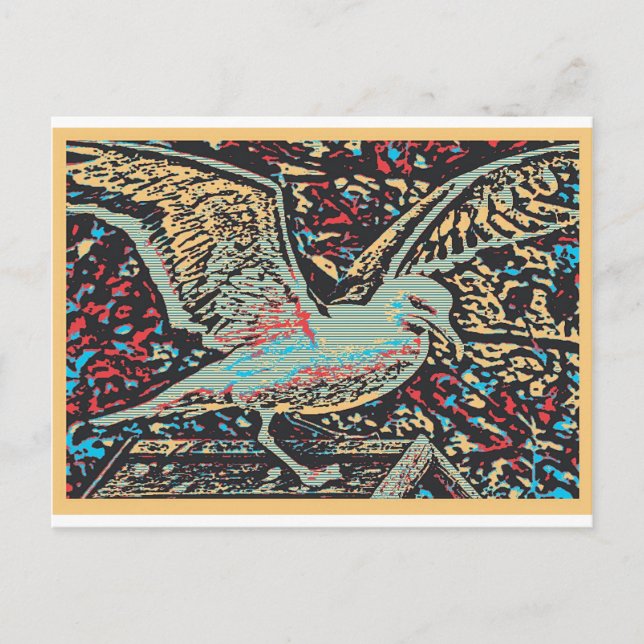 Postal Seagull Woodcut (Anverso)