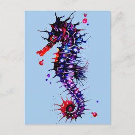 Postal Seahorse Colorful Watercolor