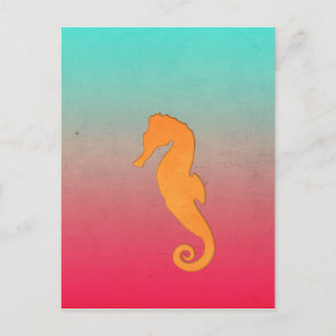 Postal Seahorse naranja silhouette Playa náutica simple