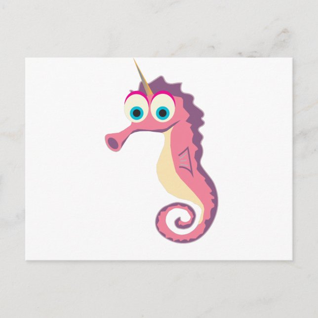Postal Seahorse Unicorn Cute (Anverso)