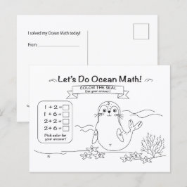 Postal Seal Ocean Math Coloring Postcard