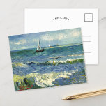 Postal Seascape | Postcard de Vincent Van Gogh<br><div class="desc">Capa de mar cerca de Les Saintes-Maries-de-la-Mer (1888) del artista holandés post-impresionista Vincent Van Gogh. El arte original es un óleo sobre una pintura marina de lona que representa un barco en un océano azul abstracto. Utilice las herramientas de diseño para agregar texto personalizado o personalizar la imagen.</div>