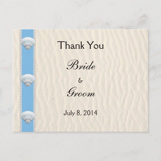Postal Seashell Beach Wedding Gracias (Anverso)