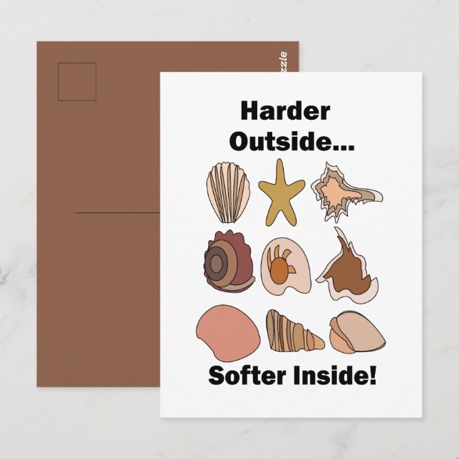 Postal Seashells Hard Outside Soft Inside Attitude Quote (Anverso / Reverso)