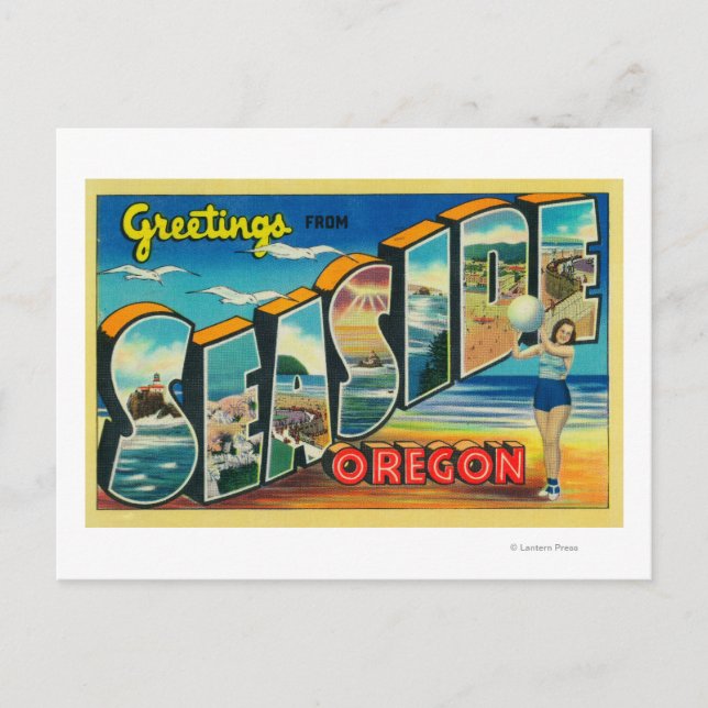 Postal Seaside, Oregon - Escenas de letras grandes (Anverso)