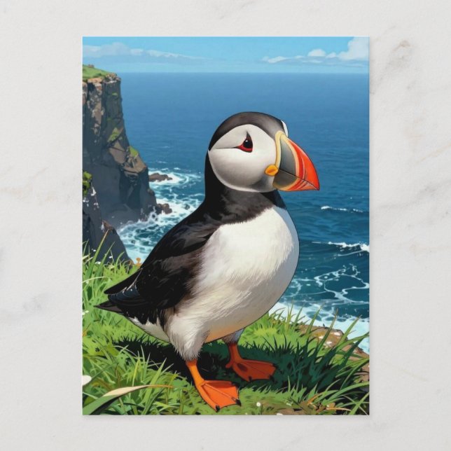 Postal Seaside Puffin Illustration | Keeping in Touch (Anverso)