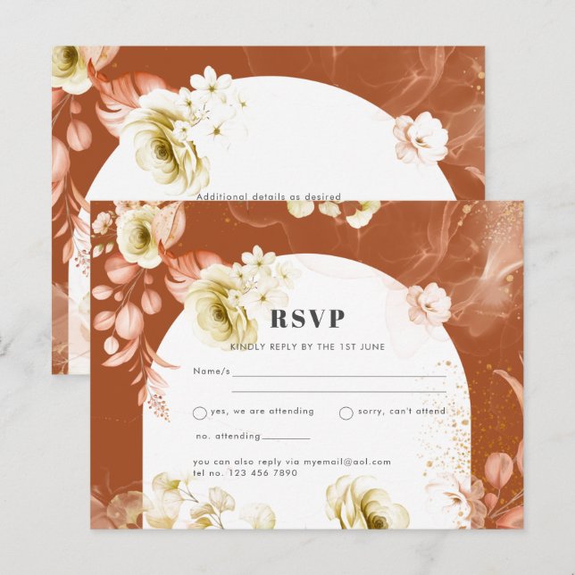 Postal Seasons Fall Earthen Mix Boho Floral Wedding RSVP (Anverso / Reverso)