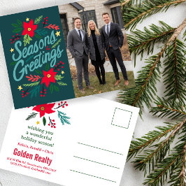 Postal SEASONS GREETINGS Business Christmas CUSTOM PHOTO