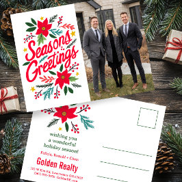 Postal SEASONS GREETINGS Business Christmas CUSTOM PHOTO