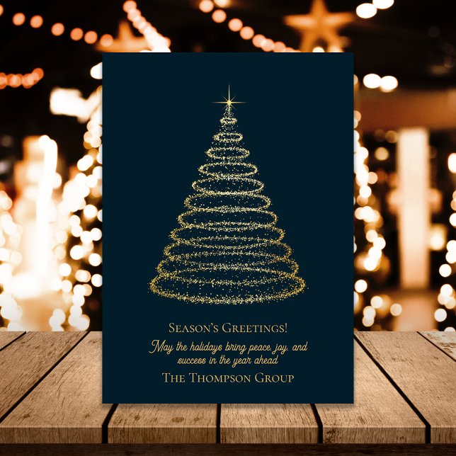 Postal Seasons Greetings Corporate Gold Christmas Tree (Seasons Greetings Corporate Gold Christmas Tree Postcard)