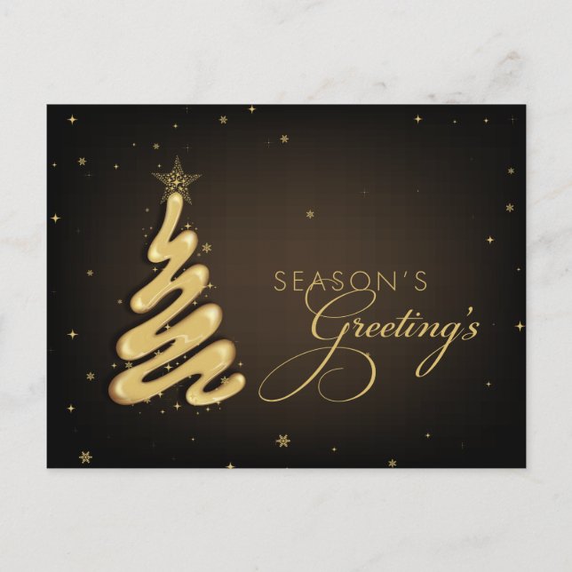 Postal Seasons Greetings Golden Christmas Tree (Anverso)