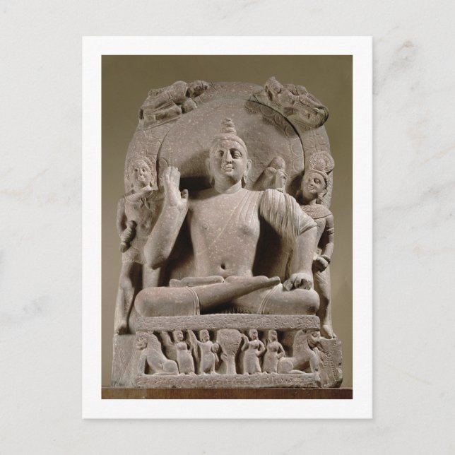 Postal Seated Bodhisattva, Mathura (arenisca roja) (Anverso)