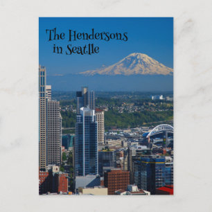 Postal Seattle con la fotografía del Monte Rainier