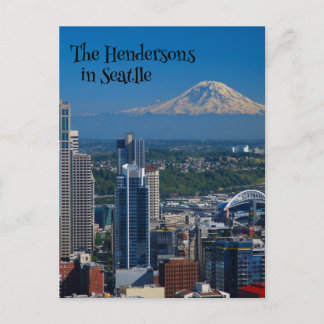 Postal Seattle con la fotografía del Monte Rainier