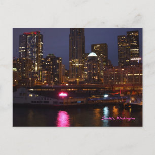 Postal Seattle en la noche