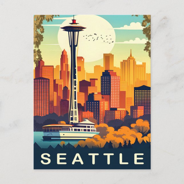 Postal Seattle, río Duwamish, Crucero, Viaje (Anverso)