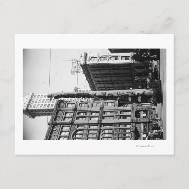 Postal Seattle, un tótem indio en la plaza del Pionero (Anverso)